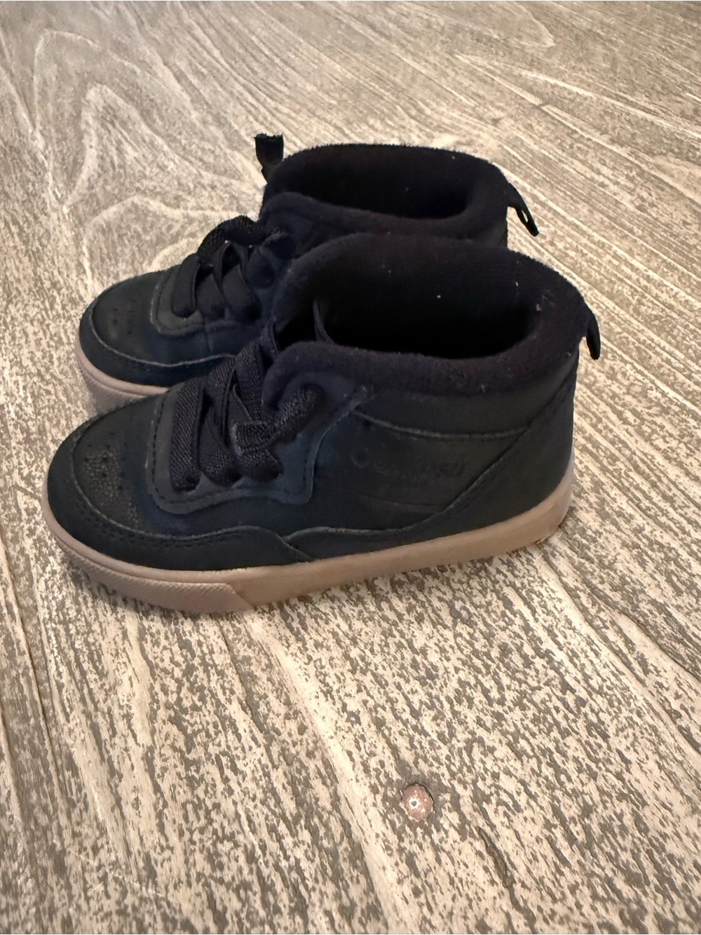 Osh Kosh Boys Kids Toddler Baby Black High-Top Sneakers with Gum Sole - Picture 2 of 4